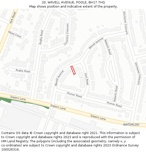 20, WAVELL AVENUE, POOLE, BH17 7HQ: Location map and indicative extent of plot