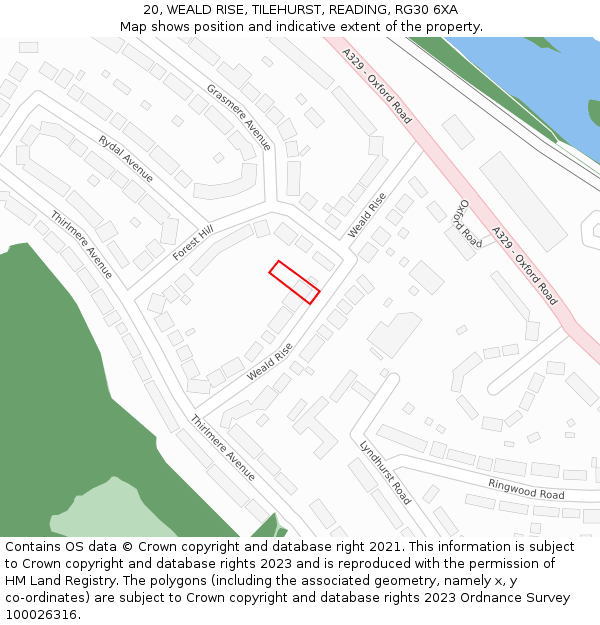 20, WEALD RISE, TILEHURST, READING, RG30 6XA: Location map and indicative extent of plot