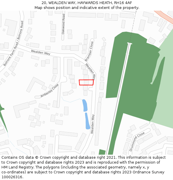 20, WEALDEN WAY, HAYWARDS HEATH, RH16 4AF: Location map and indicative extent of plot