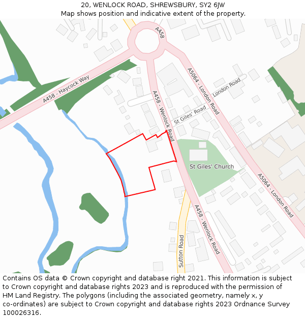 20, WENLOCK ROAD, SHREWSBURY, SY2 6JW: Location map and indicative extent of plot