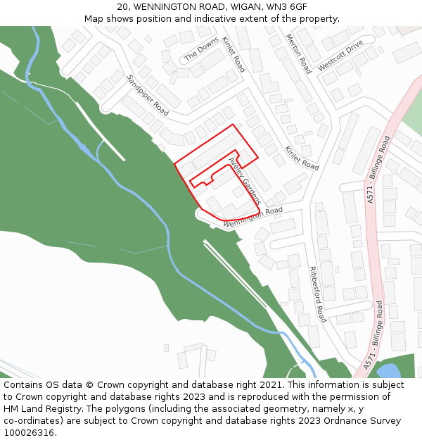 20, WENNINGTON ROAD, WIGAN, WN3 6GF: Location map and indicative extent of plot