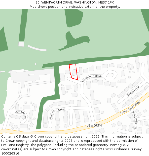 20, WENTWORTH DRIVE, WASHINGTON, NE37 1PX: Location map and indicative extent of plot