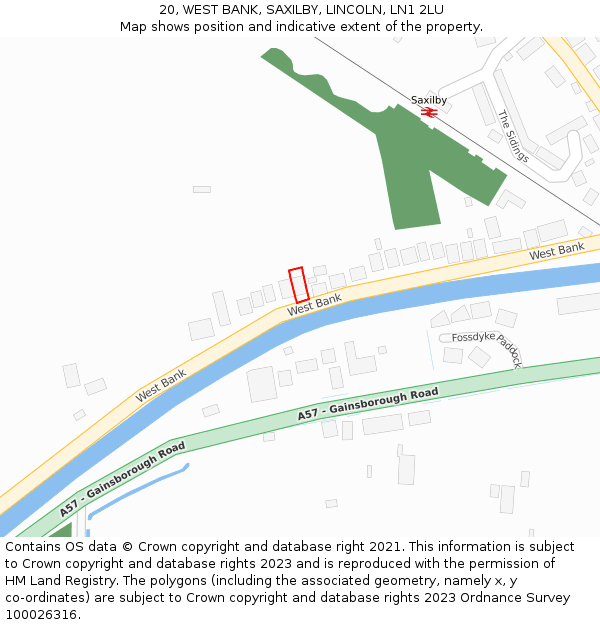 20, WEST BANK, SAXILBY, LINCOLN, LN1 2LU: Location map and indicative extent of plot
