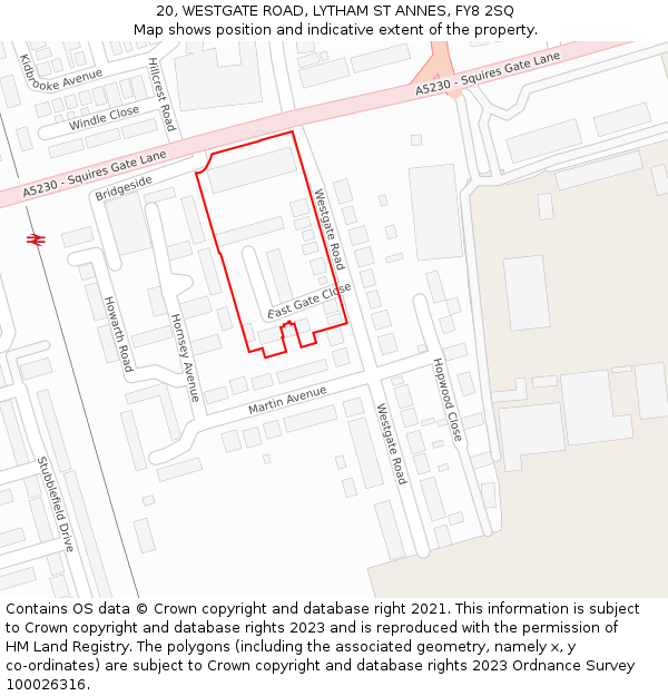 20, WESTGATE ROAD, LYTHAM ST ANNES, FY8 2SQ: Location map and indicative extent of plot