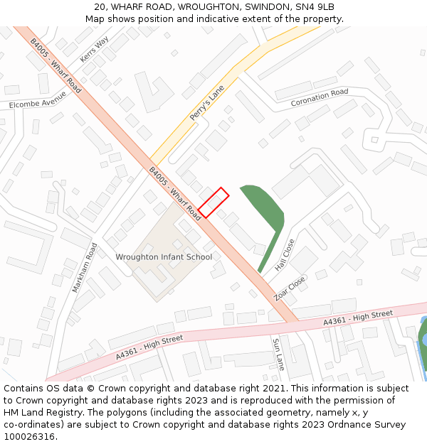 20, WHARF ROAD, WROUGHTON, SWINDON, SN4 9LB: Location map and indicative extent of plot