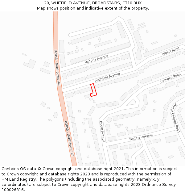 20, WHITFIELD AVENUE, BROADSTAIRS, CT10 3HX: Location map and indicative extent of plot