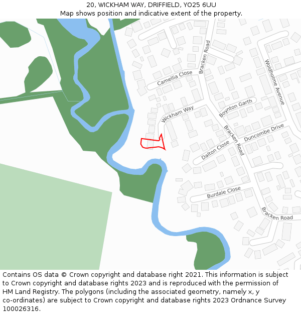 20, WICKHAM WAY, DRIFFIELD, YO25 6UU: Location map and indicative extent of plot