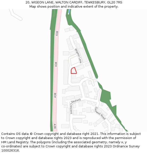 20, WIGEON LANE, WALTON CARDIFF, TEWKESBURY, GL20 7RS: Location map and indicative extent of plot