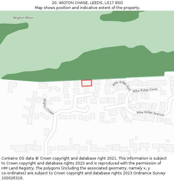 20, WIGTON CHASE, LEEDS, LS17 8SG: Location map and indicative extent of plot