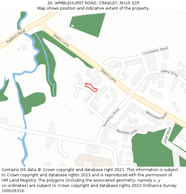 20, WIMBLEHURST ROAD, CRAWLEY, RH10 3ZP: Location map and indicative extent of plot