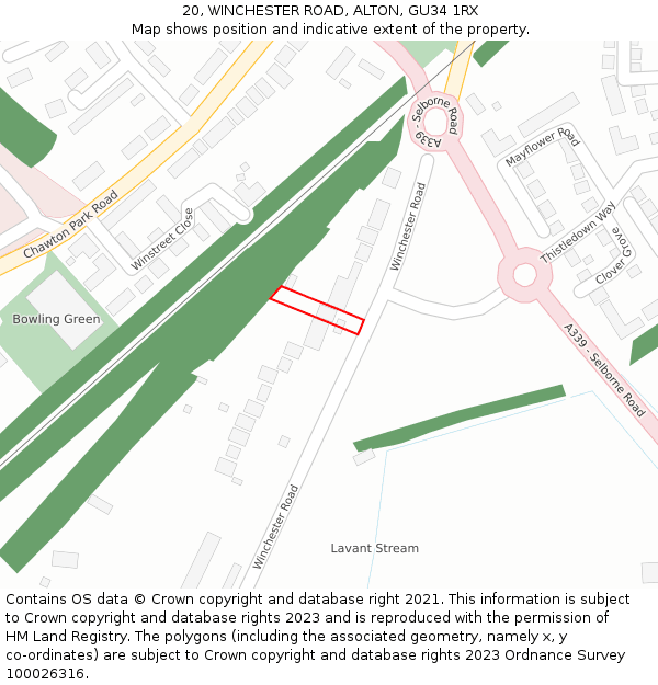 20, WINCHESTER ROAD, ALTON, GU34 1RX: Location map and indicative extent of plot