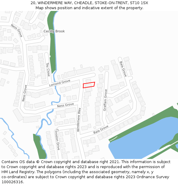 20, WINDERMERE WAY, CHEADLE, STOKE-ON-TRENT, ST10 1SX: Location map and indicative extent of plot