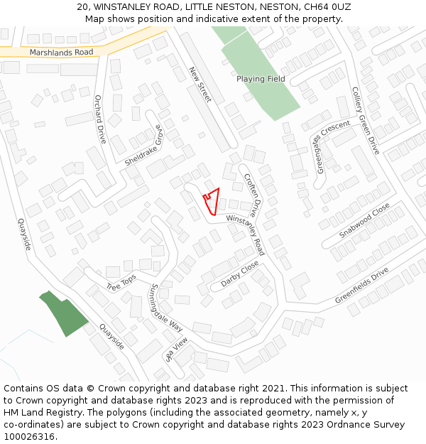 20, WINSTANLEY ROAD, LITTLE NESTON, NESTON, CH64 0UZ: Location map and indicative extent of plot