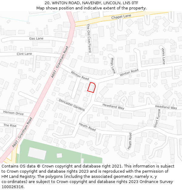 20, WINTON ROAD, NAVENBY, LINCOLN, LN5 0TF: Location map and indicative extent of plot