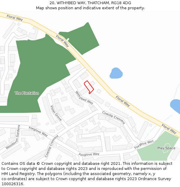 20, WITHYBED WAY, THATCHAM, RG18 4DG: Location map and indicative extent of plot