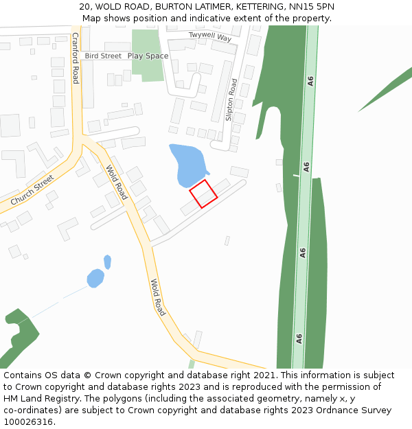 20, WOLD ROAD, BURTON LATIMER, KETTERING, NN15 5PN: Location map and indicative extent of plot