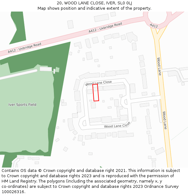 20, WOOD LANE CLOSE, IVER, SL0 0LJ: Location map and indicative extent of plot