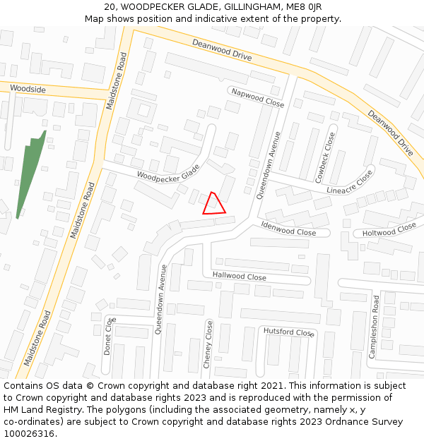 20, WOODPECKER GLADE, GILLINGHAM, ME8 0JR: Location map and indicative extent of plot