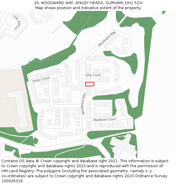 20, WOODWARD WAY, AYKLEY HEADS, DURHAM, DH1 5ZH: Location map and indicative extent of plot