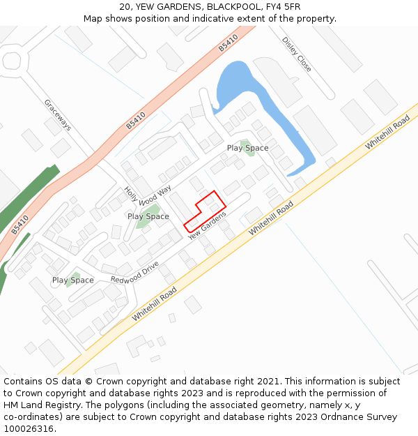 20, YEW GARDENS, BLACKPOOL, FY4 5FR: Location map and indicative extent of plot