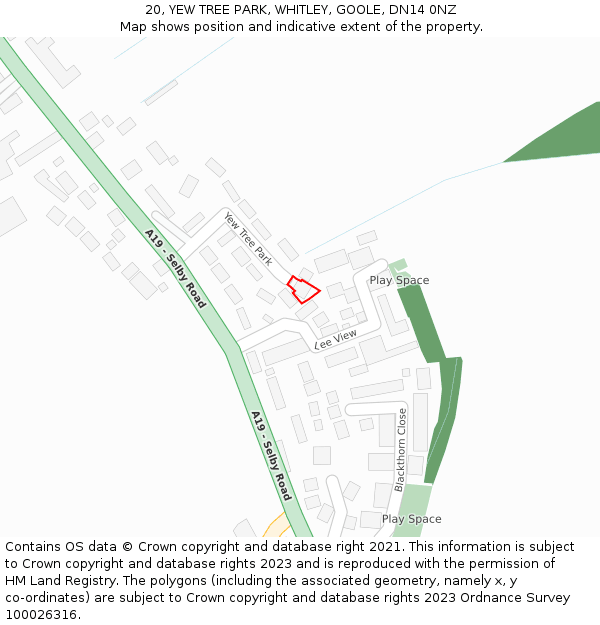 20, YEW TREE PARK, WHITLEY, GOOLE, DN14 0NZ: Location map and indicative extent of plot