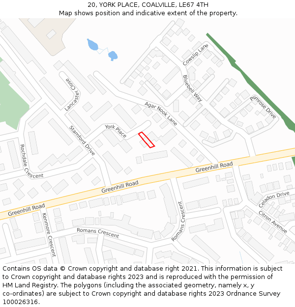 20, YORK PLACE, COALVILLE, LE67 4TH: Location map and indicative extent of plot