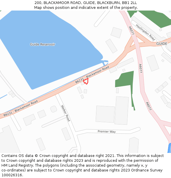 200, BLACKAMOOR ROAD, GUIDE, BLACKBURN, BB1 2LL: Location map and indicative extent of plot