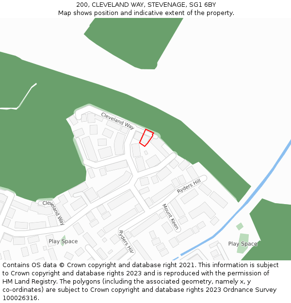 200, CLEVELAND WAY, STEVENAGE, SG1 6BY: Location map and indicative extent of plot