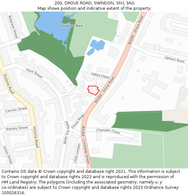 200, DROVE ROAD, SWINDON, SN1 3AG: Location map and indicative extent of plot