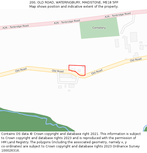 200, OLD ROAD, WATERINGBURY, MAIDSTONE, ME18 5PP: Location map and indicative extent of plot