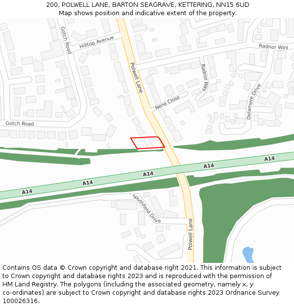 200, POLWELL LANE, BARTON SEAGRAVE, KETTERING, NN15 6UD: Location map and indicative extent of plot