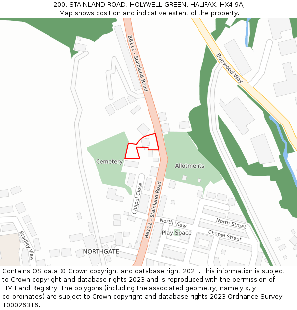 200, STAINLAND ROAD, HOLYWELL GREEN, HALIFAX, HX4 9AJ: Location map and indicative extent of plot