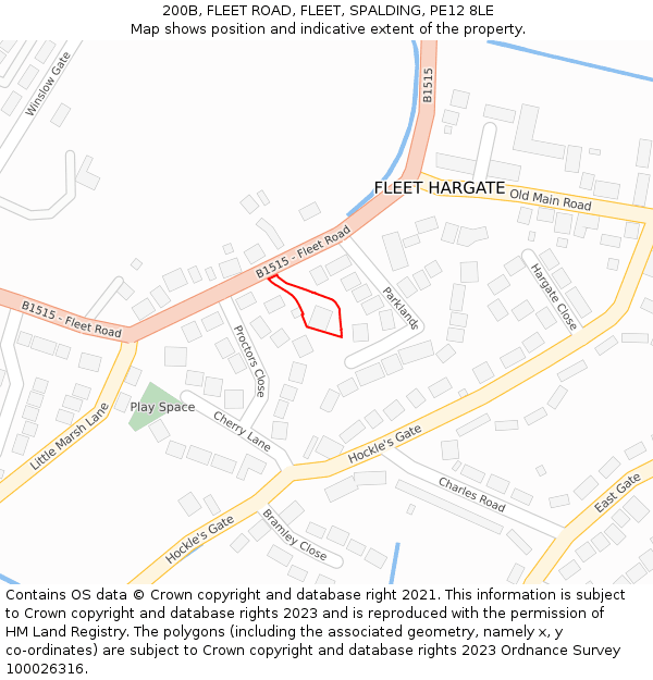 200B, FLEET ROAD, FLEET, SPALDING, PE12 8LE: Location map and indicative extent of plot