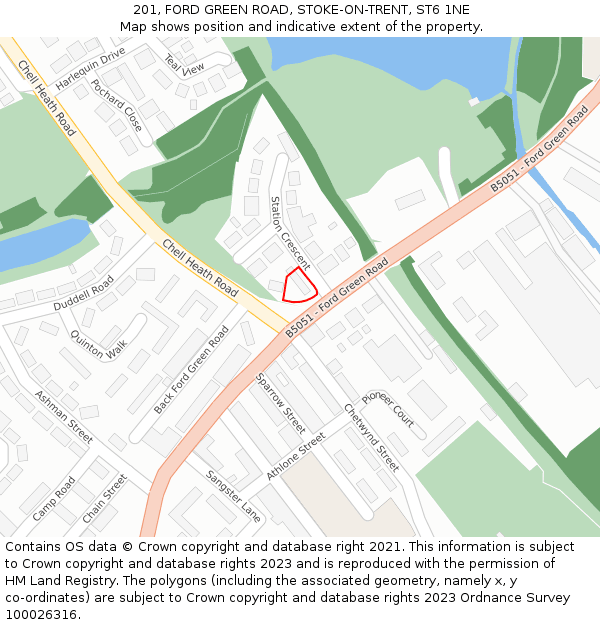 201, FORD GREEN ROAD, STOKE-ON-TRENT, ST6 1NE: Location map and indicative extent of plot