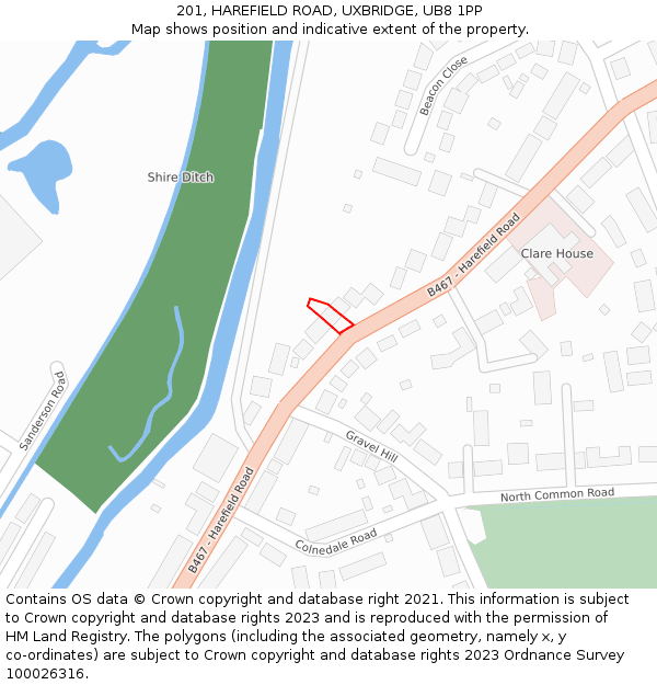 201, HAREFIELD ROAD, UXBRIDGE, UB8 1PP: Location map and indicative extent of plot