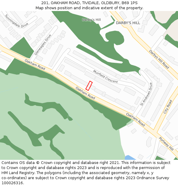 201, OAKHAM ROAD, TIVIDALE, OLDBURY, B69 1PS: Location map and indicative extent of plot