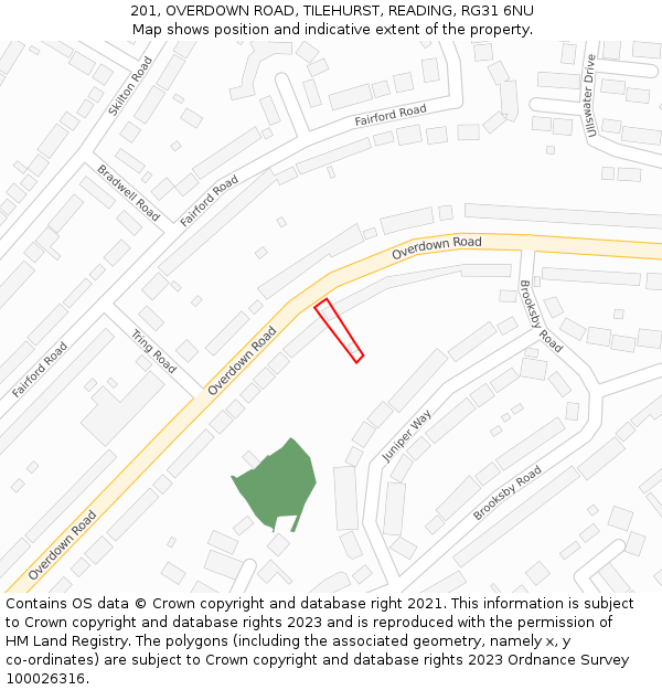201, OVERDOWN ROAD, TILEHURST, READING, RG31 6NU: Location map and indicative extent of plot