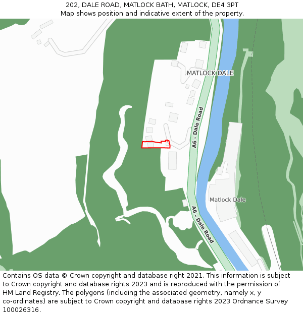 202, DALE ROAD, MATLOCK BATH, MATLOCK, DE4 3PT: Location map and indicative extent of plot