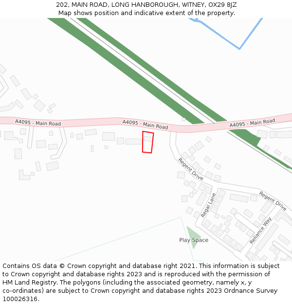 202, MAIN ROAD, LONG HANBOROUGH, WITNEY, OX29 8JZ: Location map and indicative extent of plot