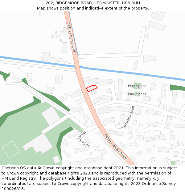 202, RIDGEMOOR ROAD, LEOMINSTER, HR6 8UN: Location map and indicative extent of plot