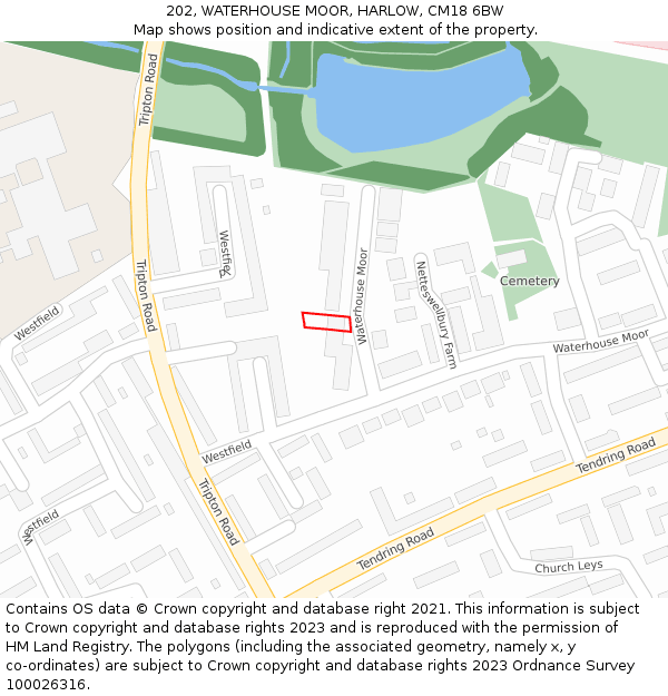 202, WATERHOUSE MOOR, HARLOW, CM18 6BW: Location map and indicative extent of plot