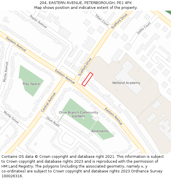 204, EASTERN AVENUE, PETERBOROUGH, PE1 4PX: Location map and indicative extent of plot