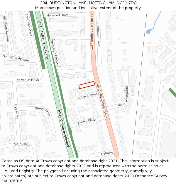 204, RUDDINGTON LANE, NOTTINGHAM, NG11 7DQ: Location map and indicative extent of plot