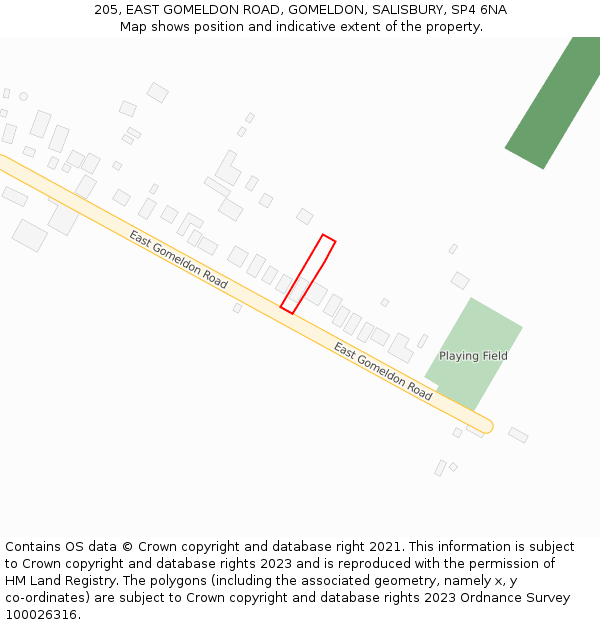 205, EAST GOMELDON ROAD, GOMELDON, SALISBURY, SP4 6NA: Location map and indicative extent of plot