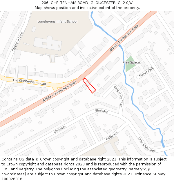 206, CHELTENHAM ROAD, GLOUCESTER, GL2 0JW: Location map and indicative extent of plot