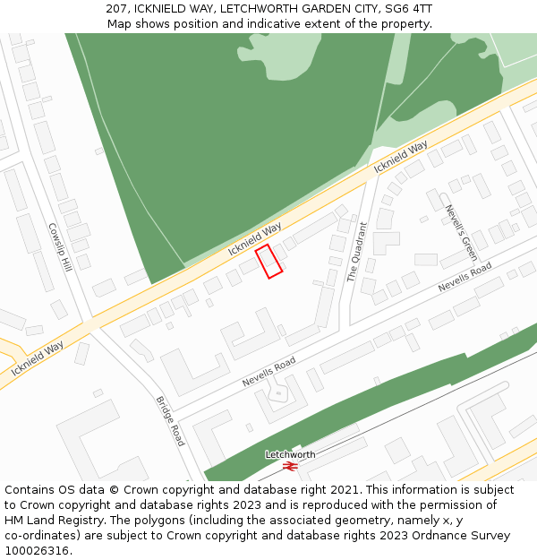 207, ICKNIELD WAY, LETCHWORTH GARDEN CITY, SG6 4TT: Location map and indicative extent of plot