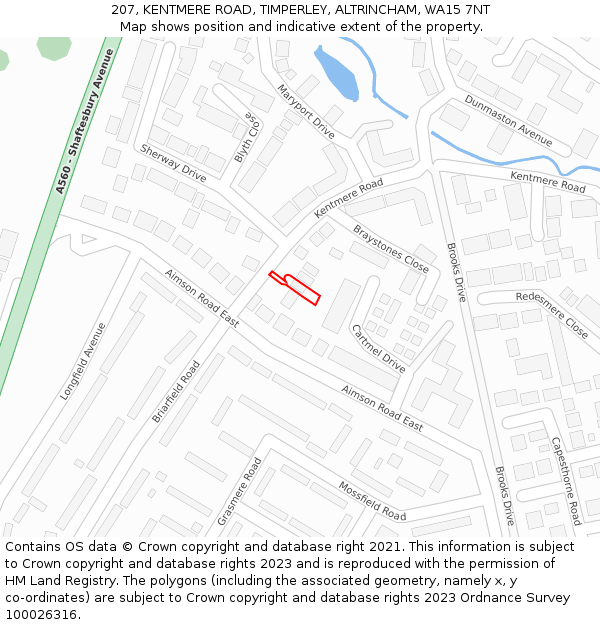 207, KENTMERE ROAD, TIMPERLEY, ALTRINCHAM, WA15 7NT: Location map and indicative extent of plot