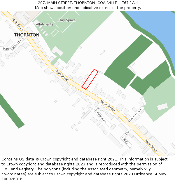 207, MAIN STREET, THORNTON, COALVILLE, LE67 1AH: Location map and indicative extent of plot