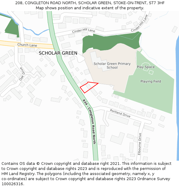 208, CONGLETON ROAD NORTH, SCHOLAR GREEN, STOKE-ON-TRENT, ST7 3HF: Location map and indicative extent of plot