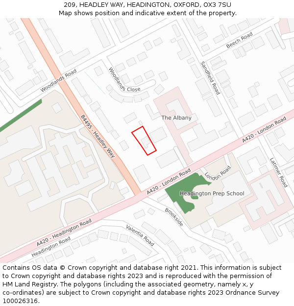 209, HEADLEY WAY, HEADINGTON, OXFORD, OX3 7SU: Location map and indicative extent of plot